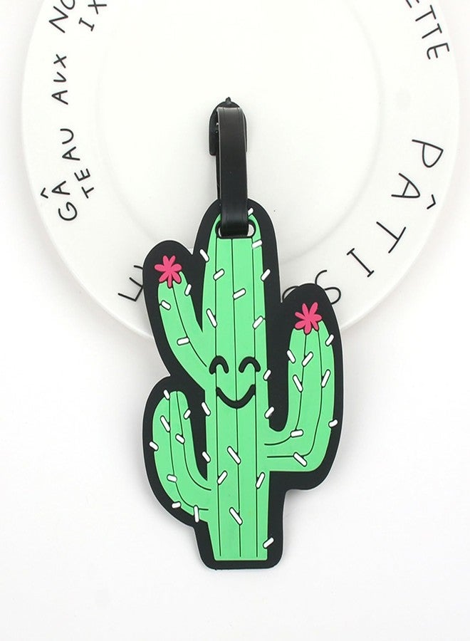 QFSH Cute Silicone Luggage Tag for Women Men Unique Travel Bag Tags Funny Colorful Identifier Suitcase Label (Cactus) - Image 2